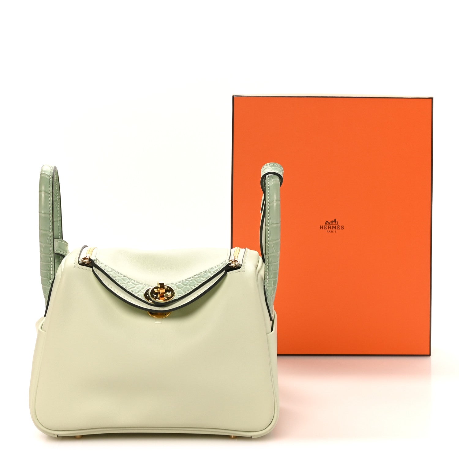 Hermes Matte Alligator Swift Verso Mini Touch Lindy 20 Vert Fizz 11 of 11