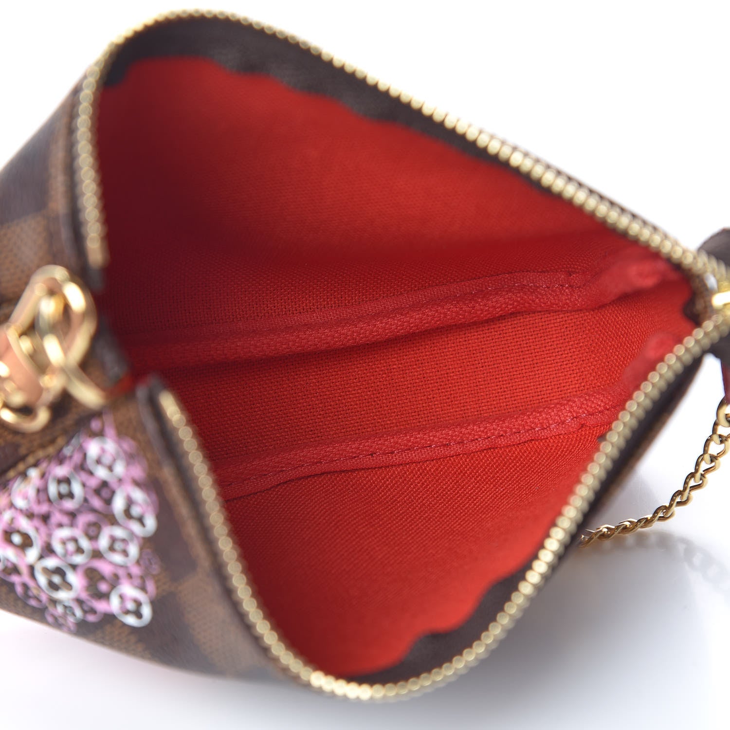 Louis Vuitton Damier Ebene 2019 Christmas Animation Mini Pochette Accessories Red 5 of 8