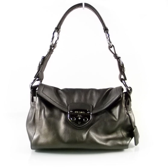Prada Leather Pushlock Flap Shoulder Bag 1 of 9