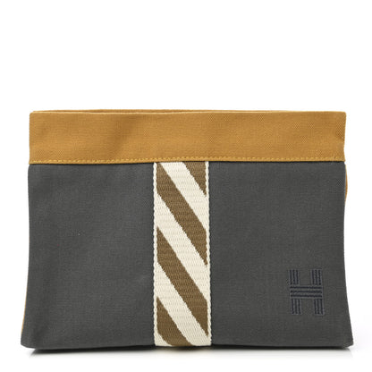 Hermes Toile Trousse De Voyage Jimetou PM Ocre Acier 1 of 7