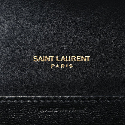 Saint Laurent Calfskin Crocodile Embossed Monogram Uptown Chain Wallet Black 7 of 12