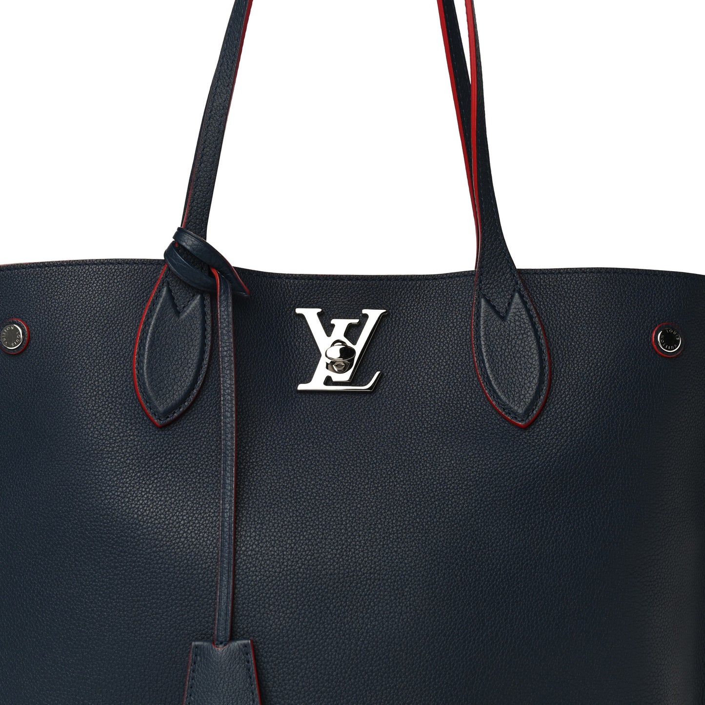 Calfskin Lockme Go Tote Marine Rouge