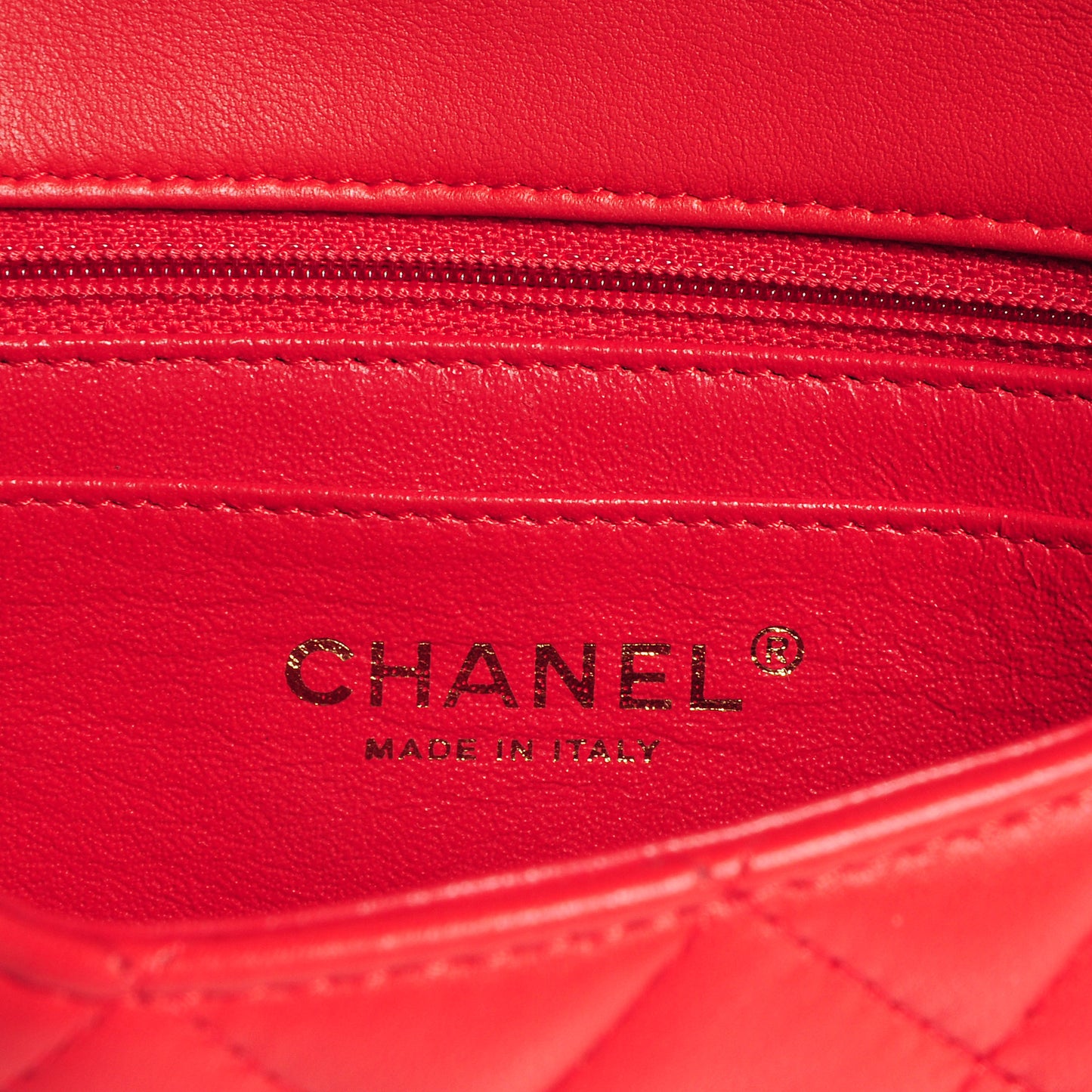 Lambskin Quilted Mini Rectangular Flap Red