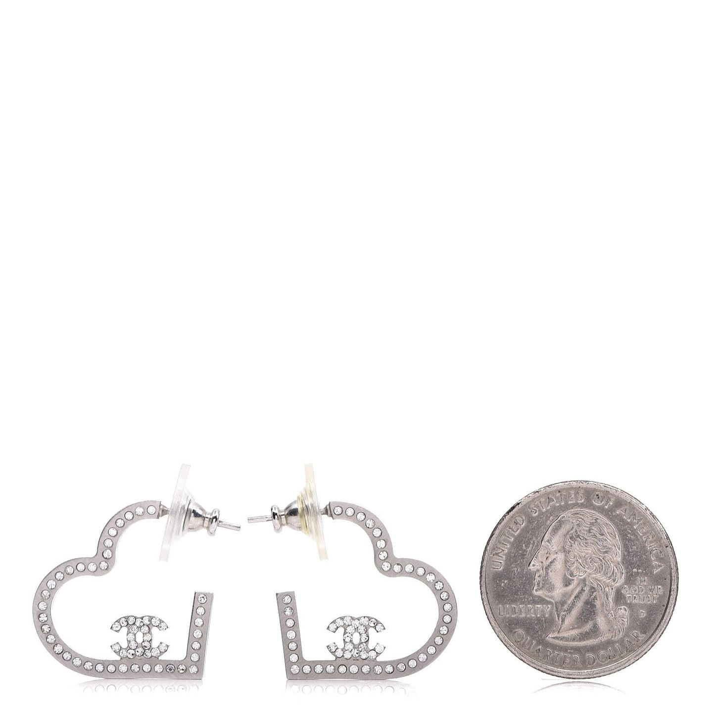 Crystal CC Heart Earrings Silver
