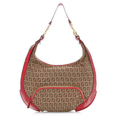 Fendi Zucchino Cuoio Chef Hobo Mogano Panna Rosso 1 of 16