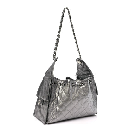 Chanel Metallic Caviar Quilted Small Chanel 25 Handbag Silver 3 of 10