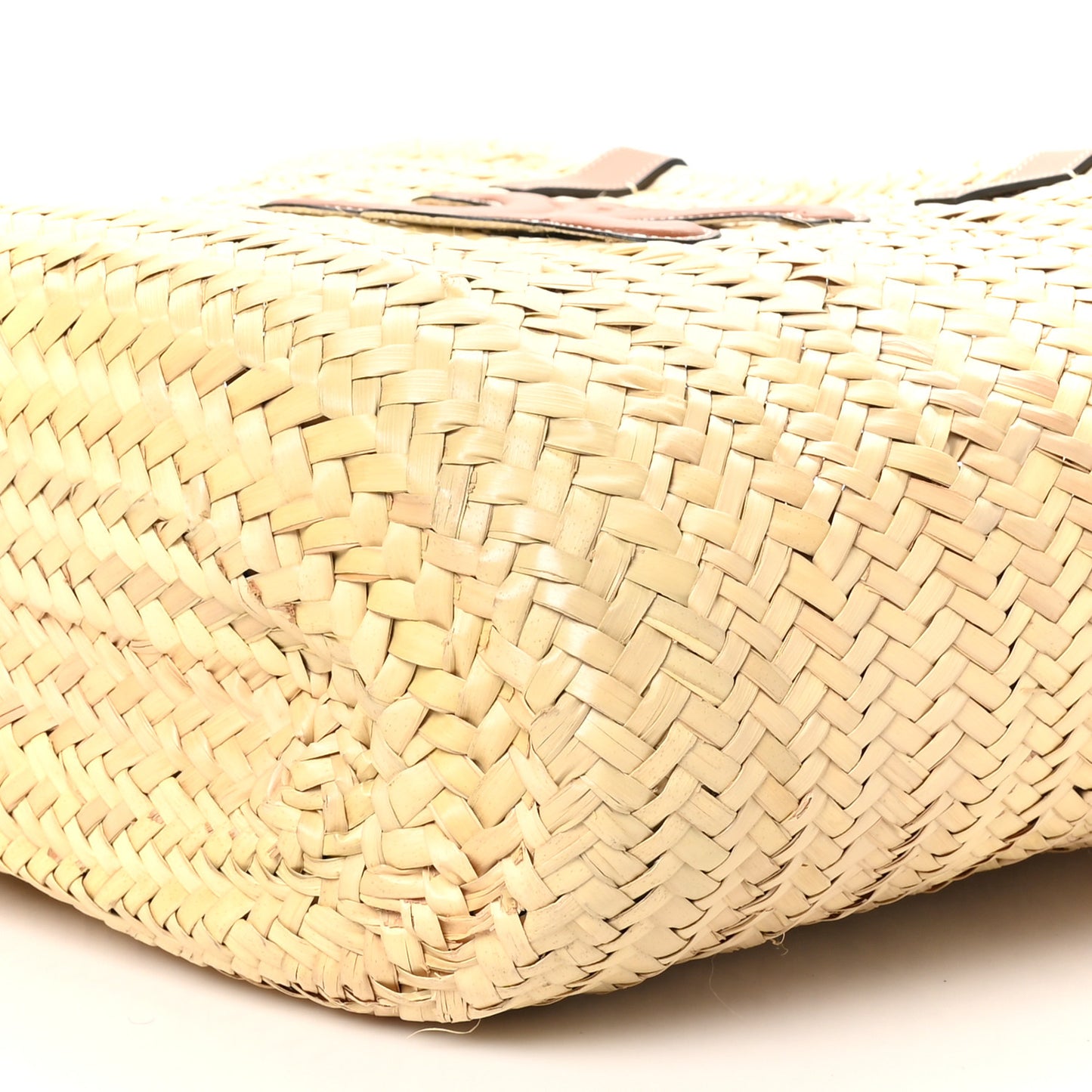 Raffia Calfskin Triomphe Medium Panier Tan