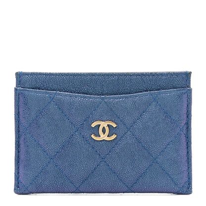 Chanel Iridescent Caviar Quilted Card Holder Dark Blue 1 of 10