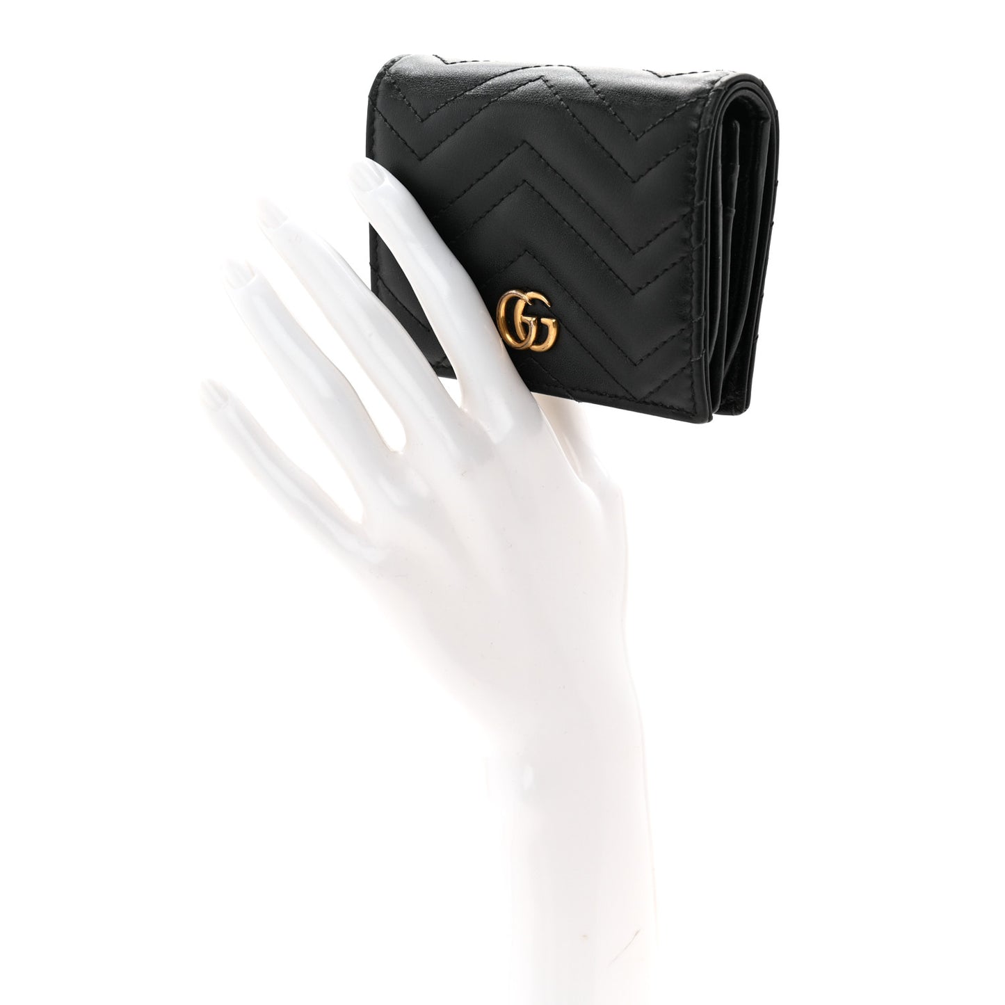 Calfskin Matelasse GG Marmont Card Case Wallet Black