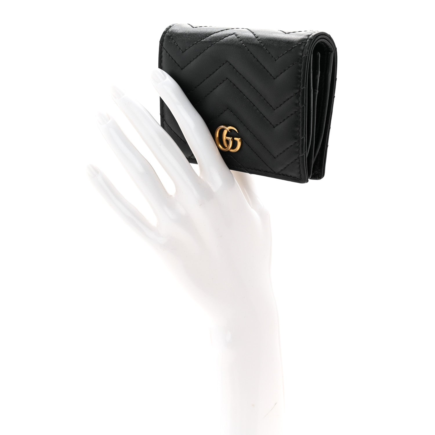Gucci Calfskin Matelasse GG Marmont Card Case Wallet Black 2 of 8
