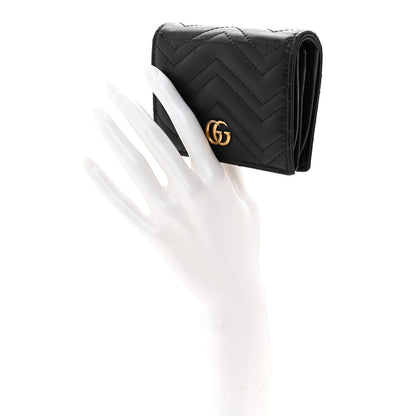 Gucci Calfskin Matelasse GG Marmont Card Case Wallet Black 2 of 8