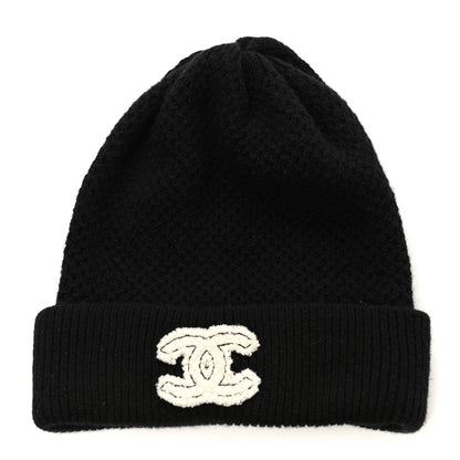 Chanel Cashmere CC Logo Beanie Hat Black 1 of 4