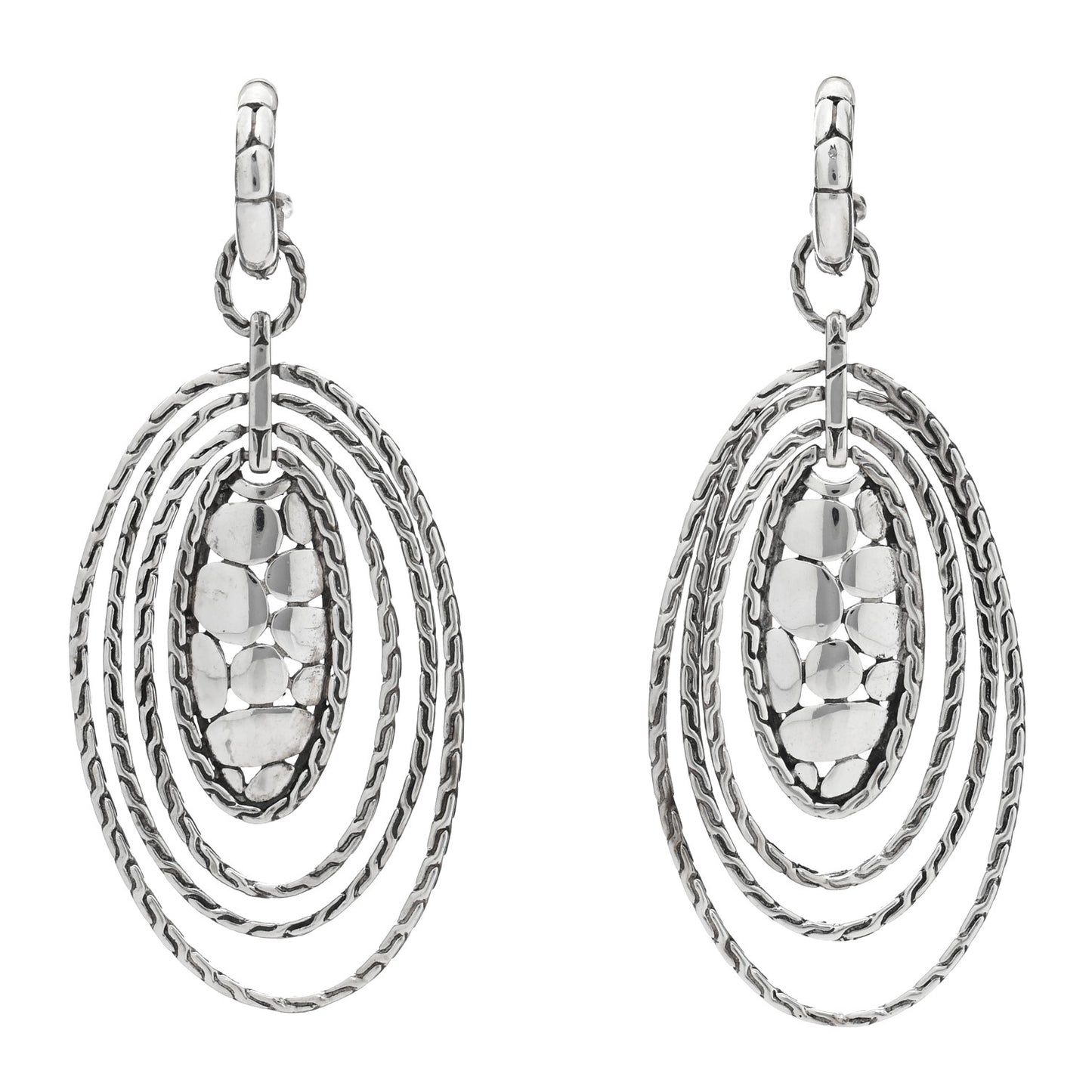 Sterling Silver Zen Kali Oval Drop Earrings