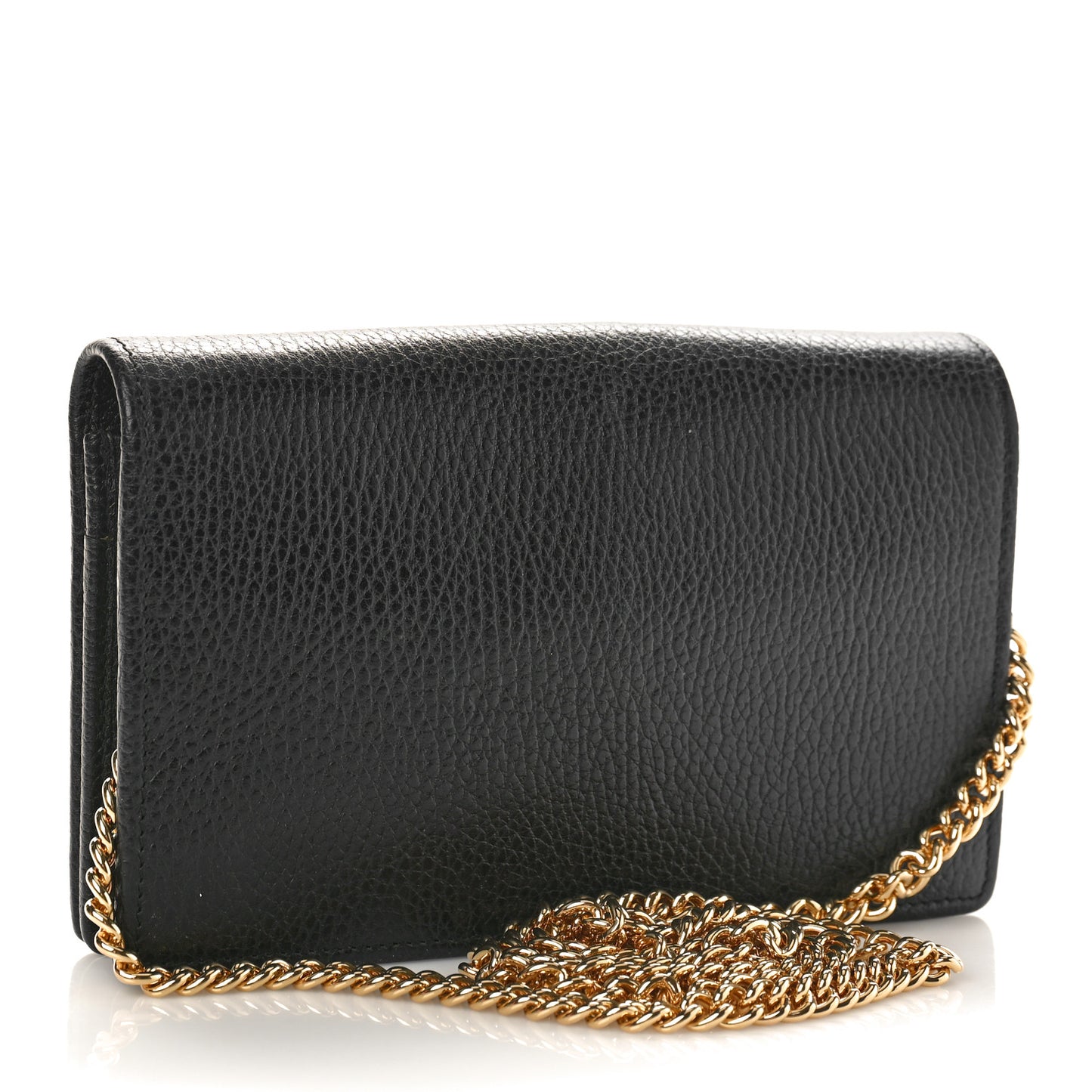 Calfskin Mini GG Marmont Chain Wallet Black