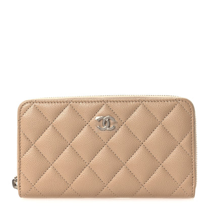 Chanel Caviar Quilted Medium Zip Around Wallet Beige 1 of 9