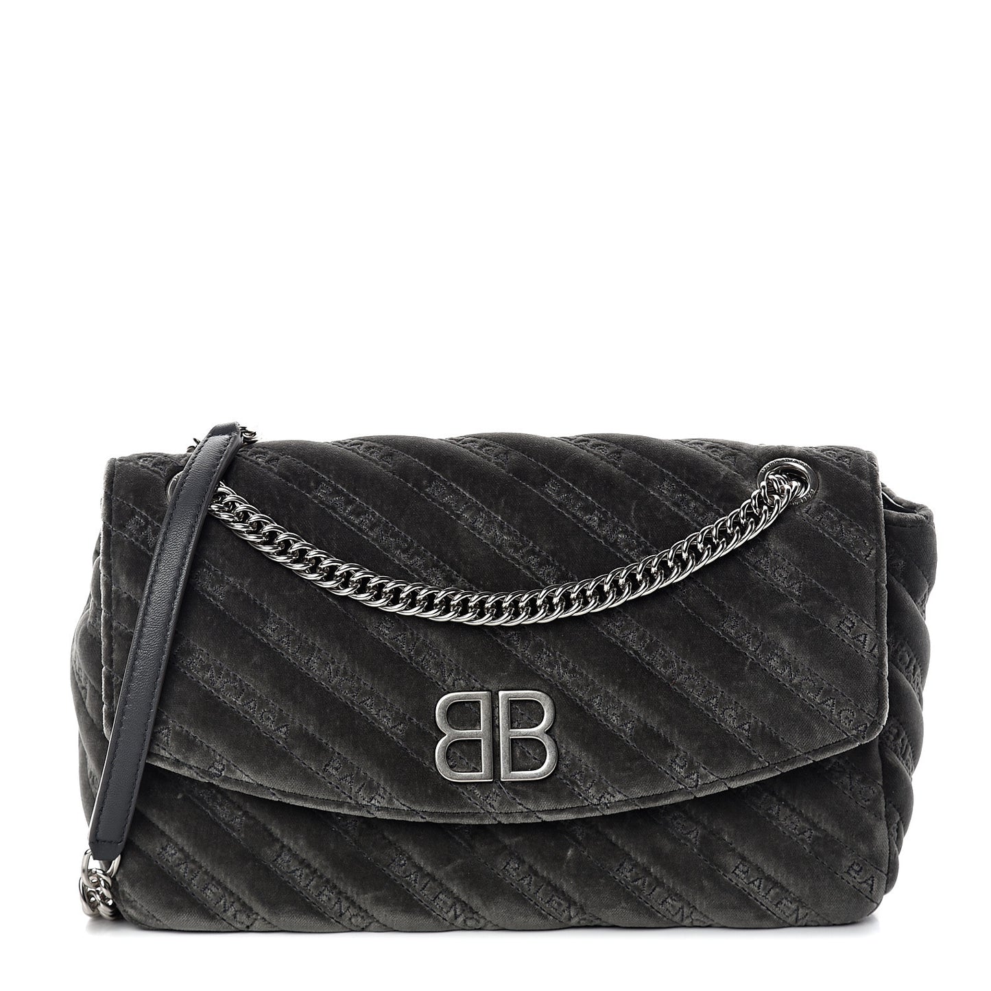 Velvet Logo Matelasse M BB Chain Shoulder Bag Gris