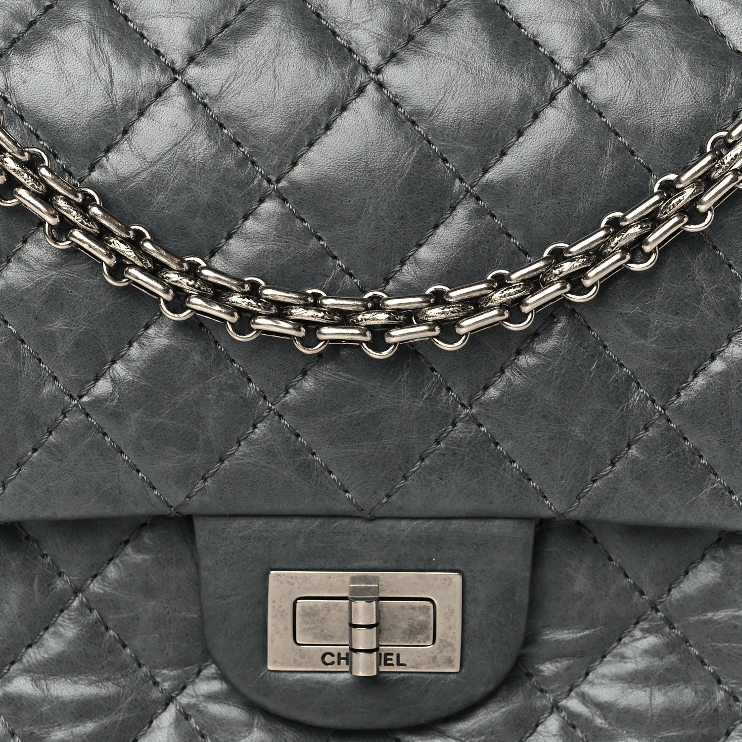 Chanel Aged Calfskin Quilted 50th Anniversary 2.55 Reissue 225 Flap Grey 8 of 10
