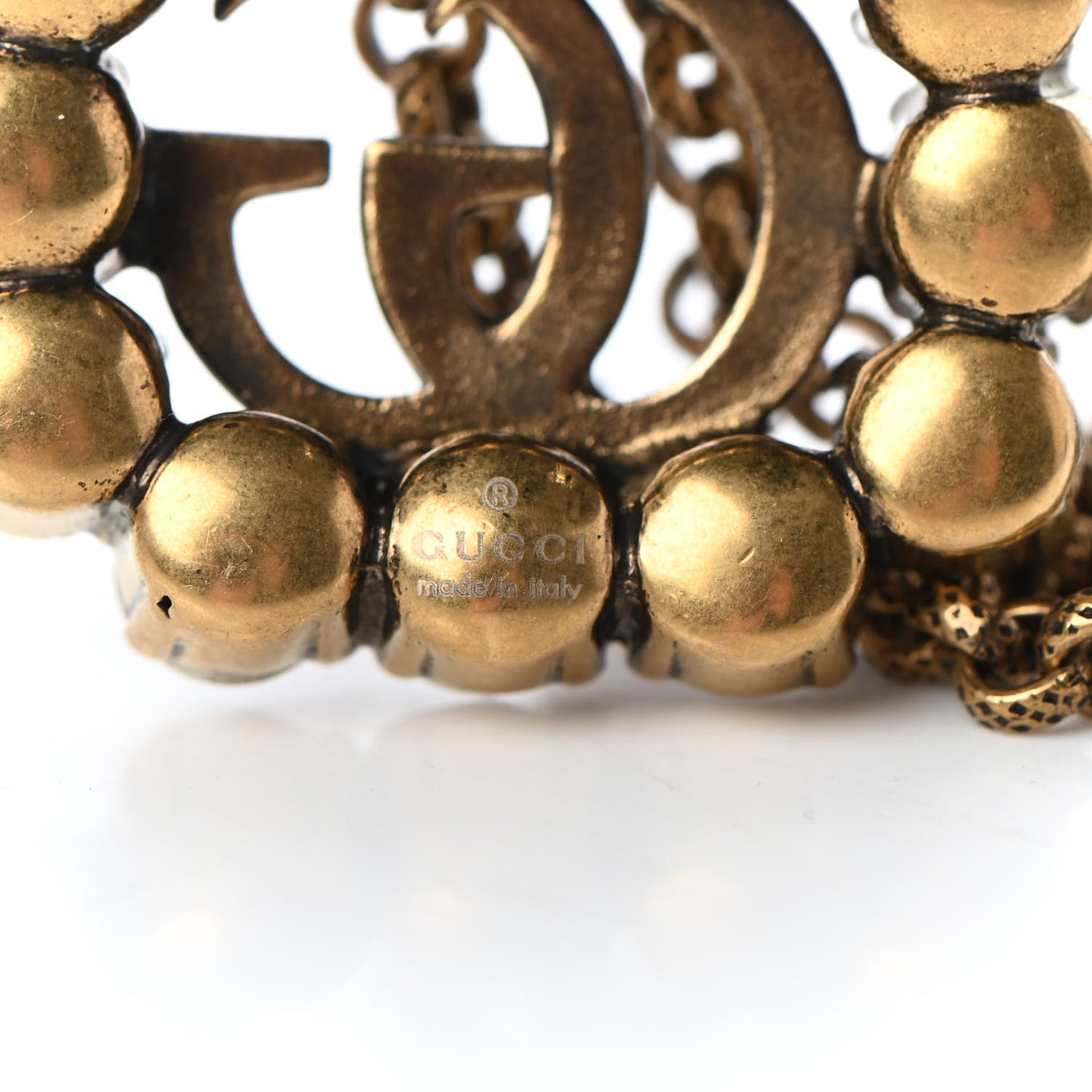 Crystal Embellished Double G Necklace Aged Gold