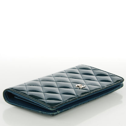 Chanel Patent Quilted Yen Wallet Dark Blue 4 of 11