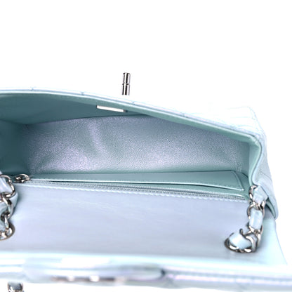 Chanel Iridescent Calfskin Quilted Mini Rectangular Flap Light Blue 5 of 10