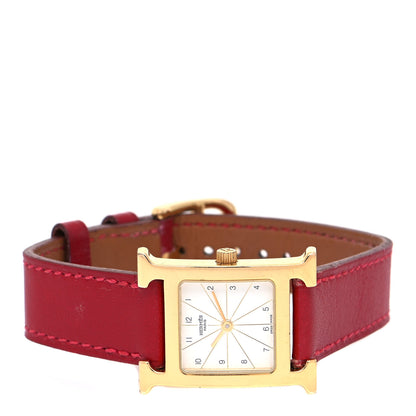Hermes Stainless Steel Epsom 21mm Heure H Hour Quartz Watch Rouge 2 of 5