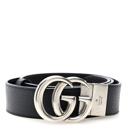 Gucci Dollar Calfskin Double G Reversible 37mm Belt  90 36 Black New Acero 1 of 5