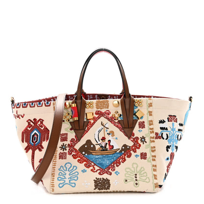 Christian Louboutin Frise Broderie Calfskin Greekaba Tote Biscotto Multicolor 1 of 9