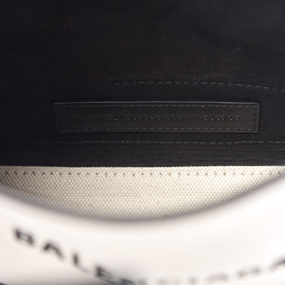 Balenciaga Cotton Canvas Calfskin Navy Cabas XS Natural Black 8 of 11
