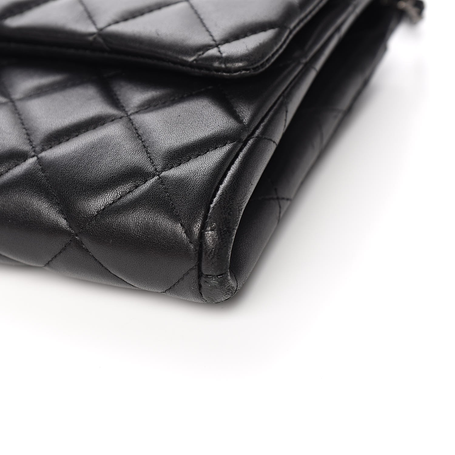 Chanel Lambskin Quilted Clutch With Chain Flap Black 9 of 13