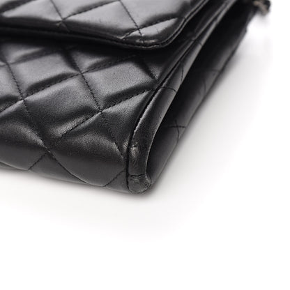 Chanel Lambskin Quilted Clutch With Chain Flap Black 9 of 13