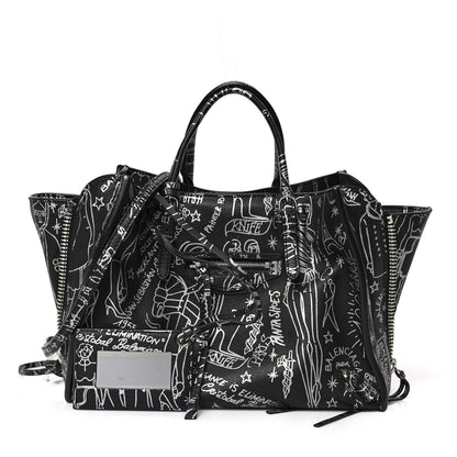Balenciaga Agneau Graffiti Papier A6 Zip Around Tote Black 1 of 8