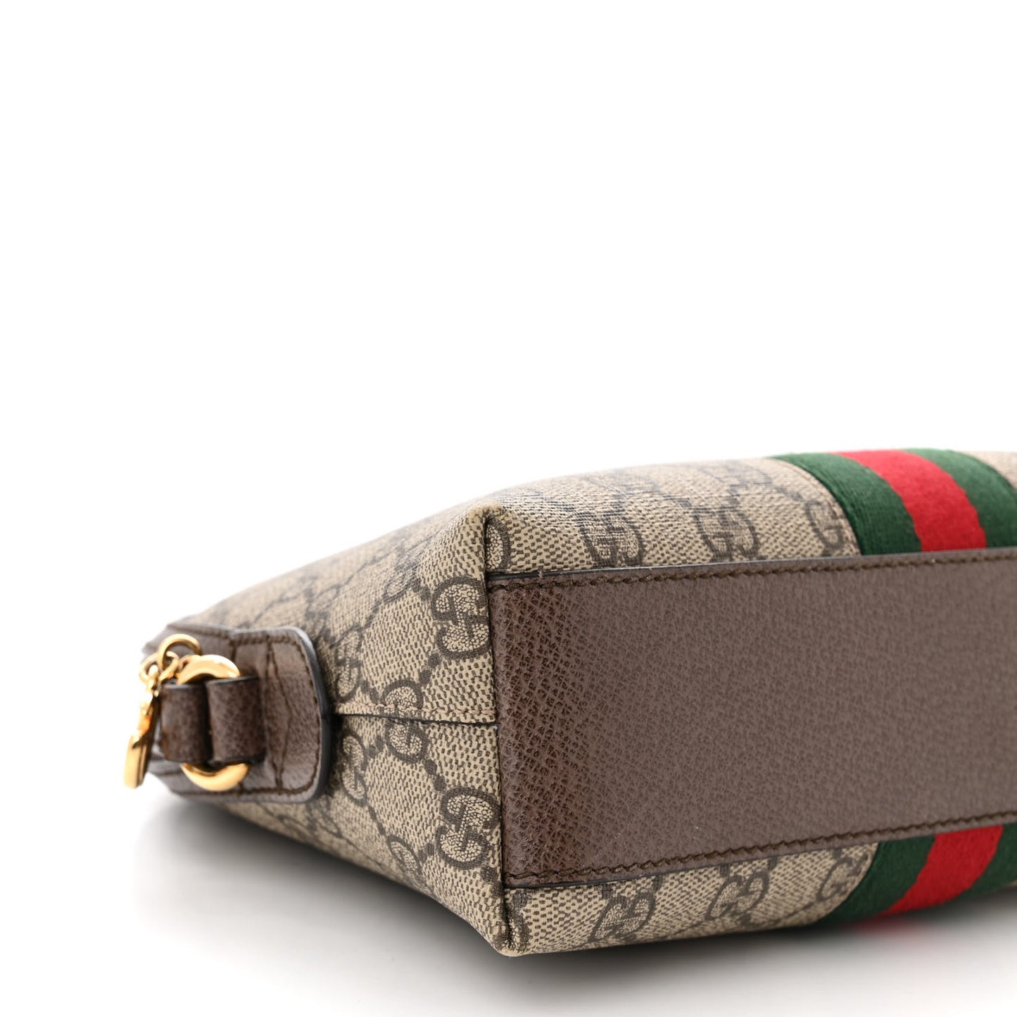 GG Supreme Monogram Textured Dollar Calfskin Web Small Ophidia Dome Shoulder Bag Beige Ebony New Acero