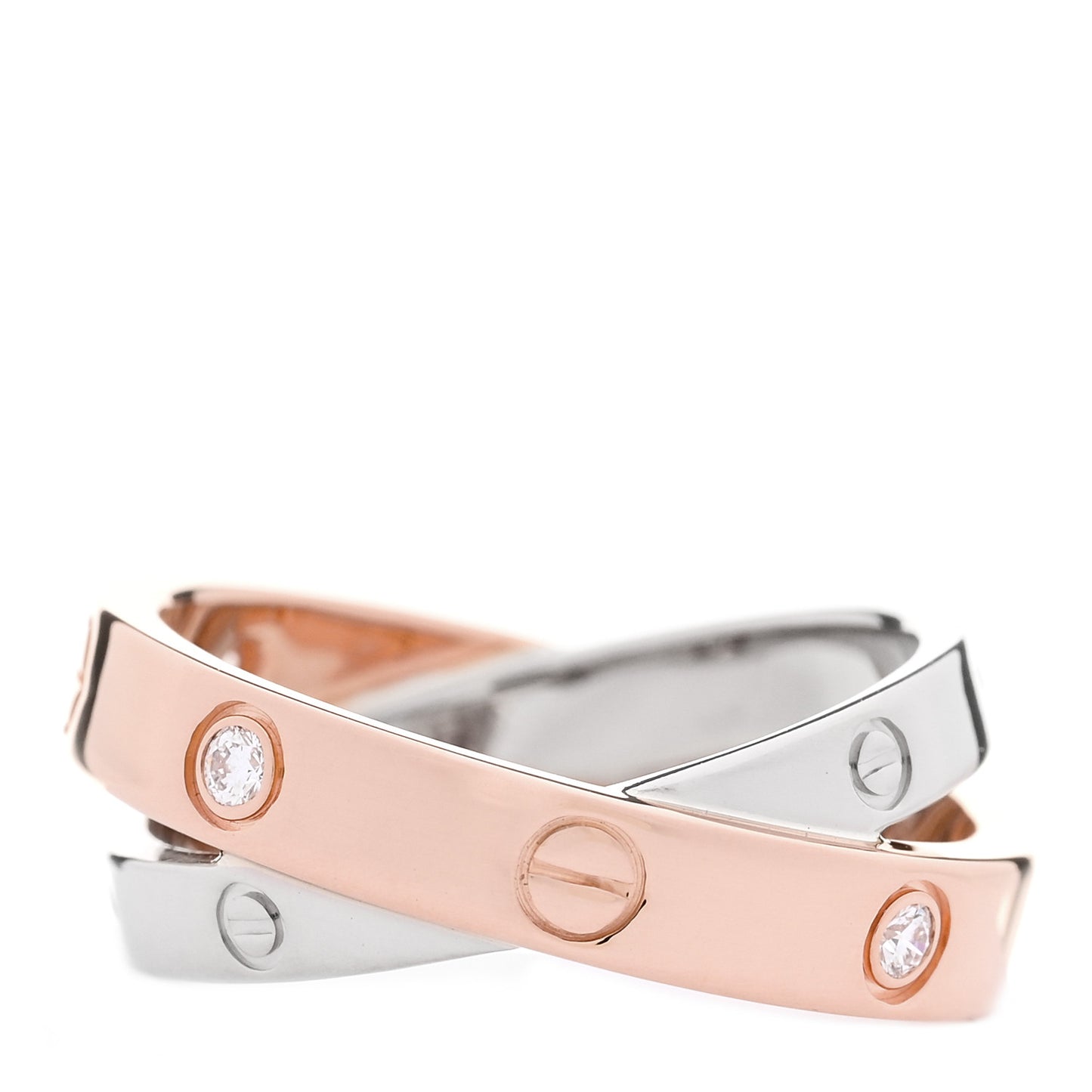 18K Pink White Gold 6 Diamonds LOVE Ring 48 4.5