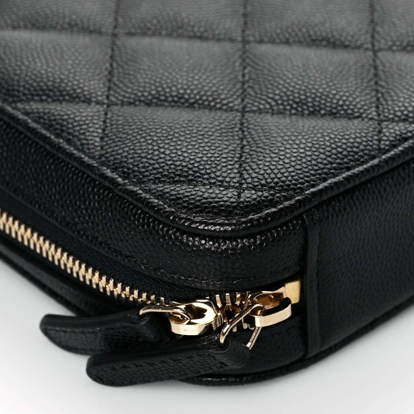 Caviar Quilted Phone Holder Wallet On Chain WOC Black