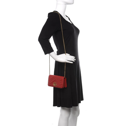 Gucci Calfskin Matelasse GG Marmont Mini Bag Hibiscus Red 2 of 9