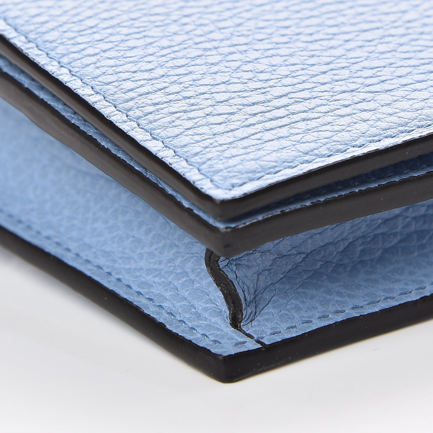 Dollar Calfskin Medium Betty Chain Wallet Mineral Blue