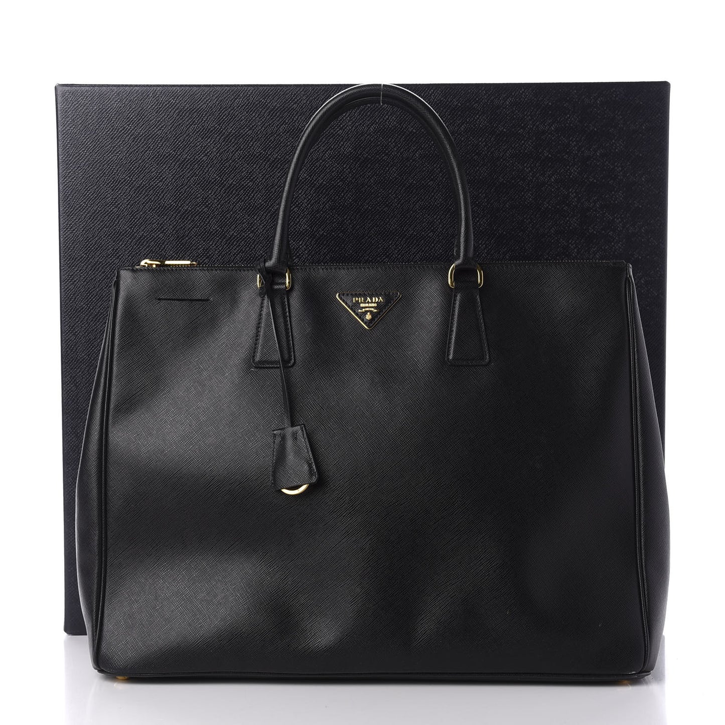 Saffiano Lux Extra Large Galleria Double Zip Tote Black