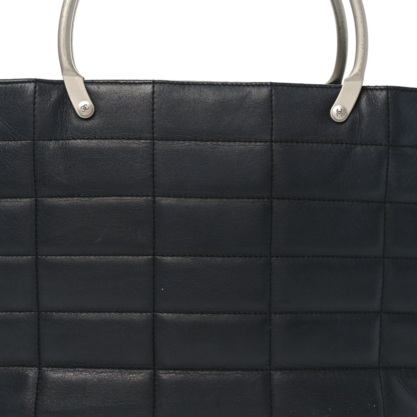 Lambskin Quilted Chocolate Bar Mini Tote Black