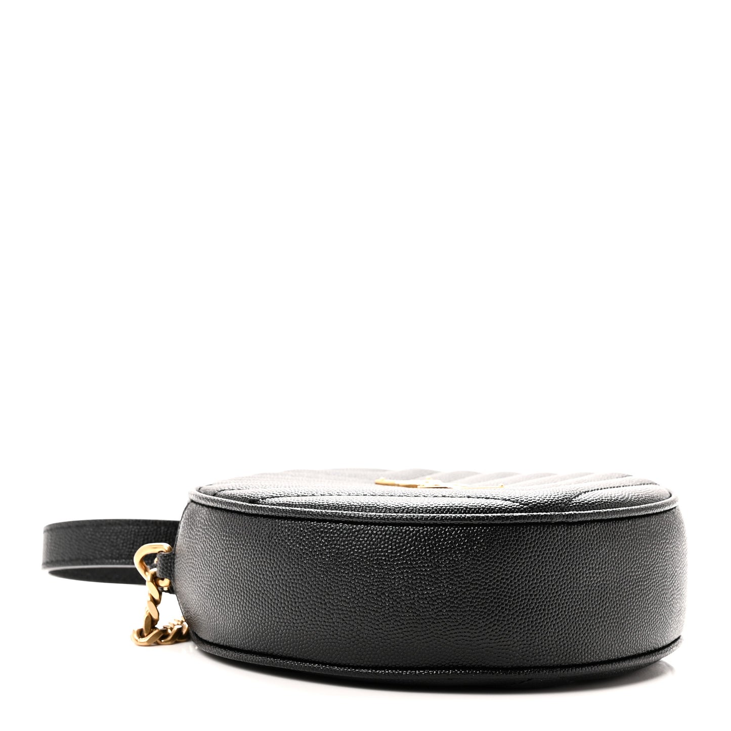 Grain De Poudre Matelasse Chevron Quilted Round Vinyle Camera Bag Black
