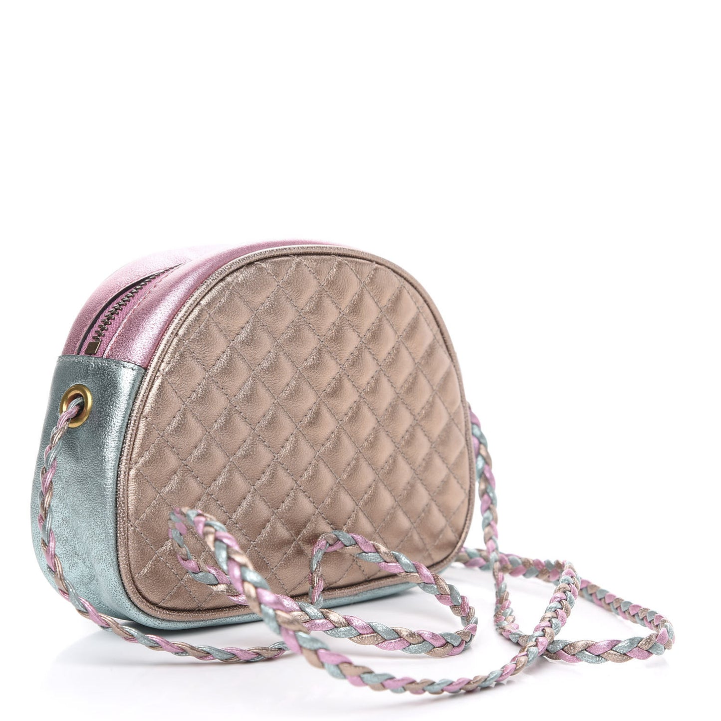 Laminated Nappa Trapuntata Mini Zumi Dome Shoulder Bag Rosa Lago Rame