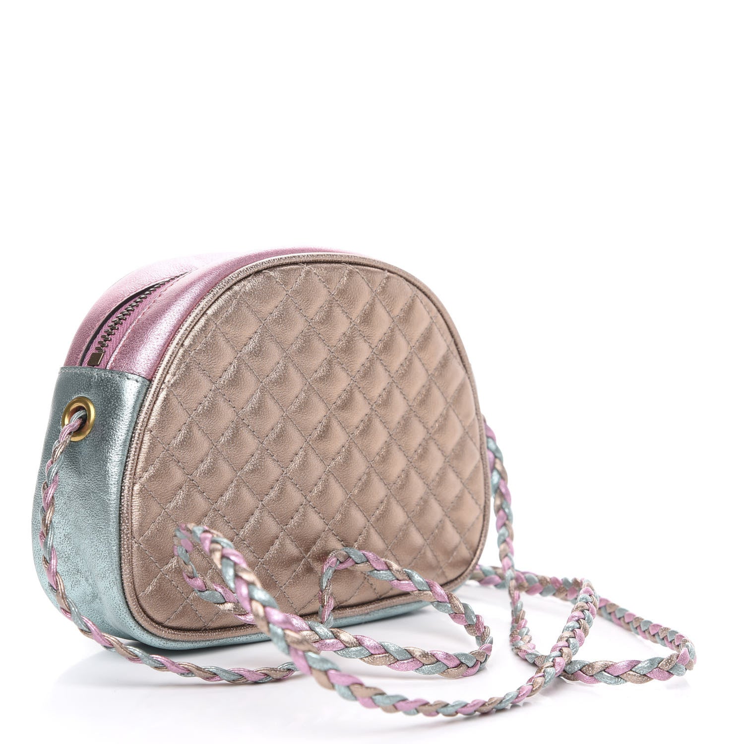 Gucci Laminated Nappa Trapuntata Mini Zumi Dome Shoulder Bag Rosa Lago Rame 2 of 10