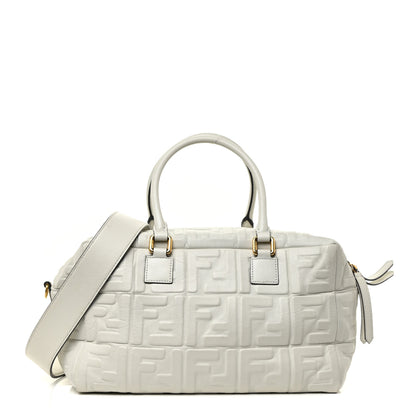 Fendi Nappa FF 1974 Embossed Small Boston White 1 of 19