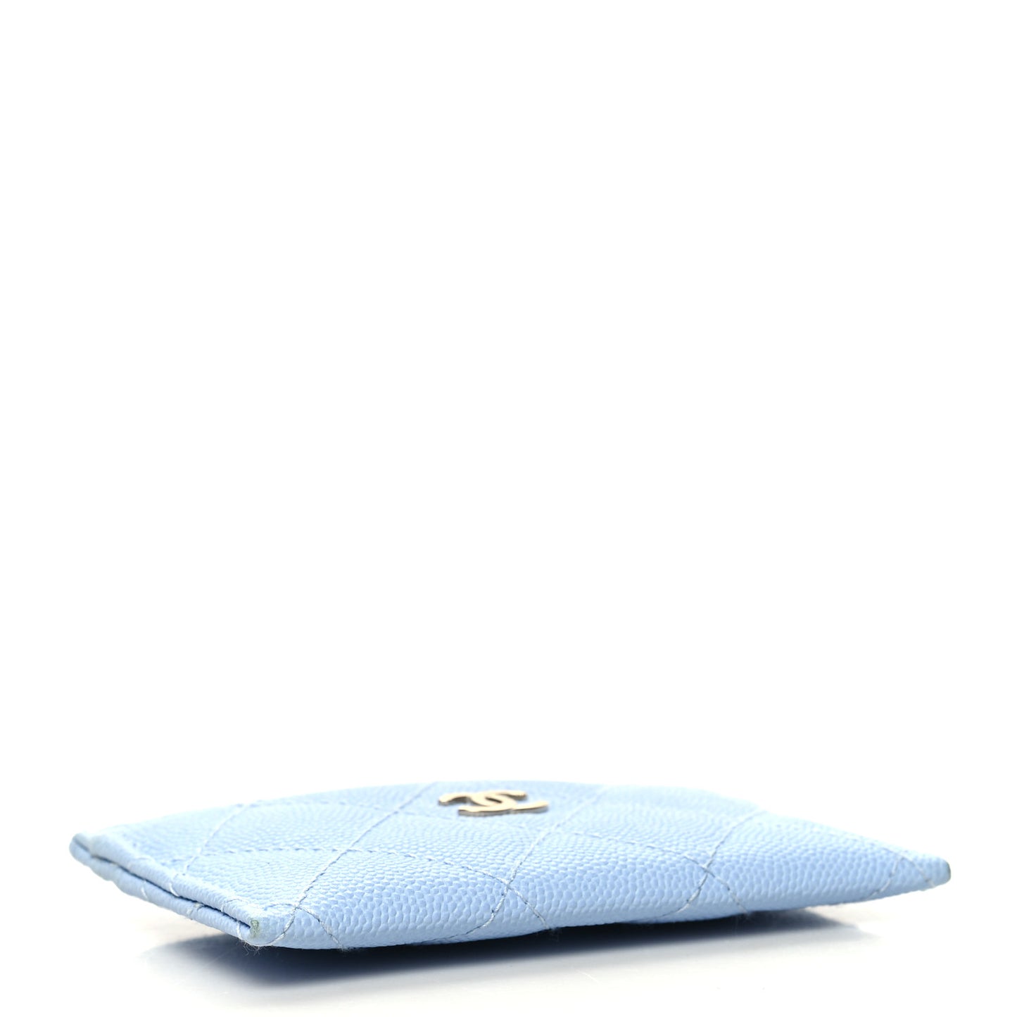 Caviar Quilted Card Holder Light Blue