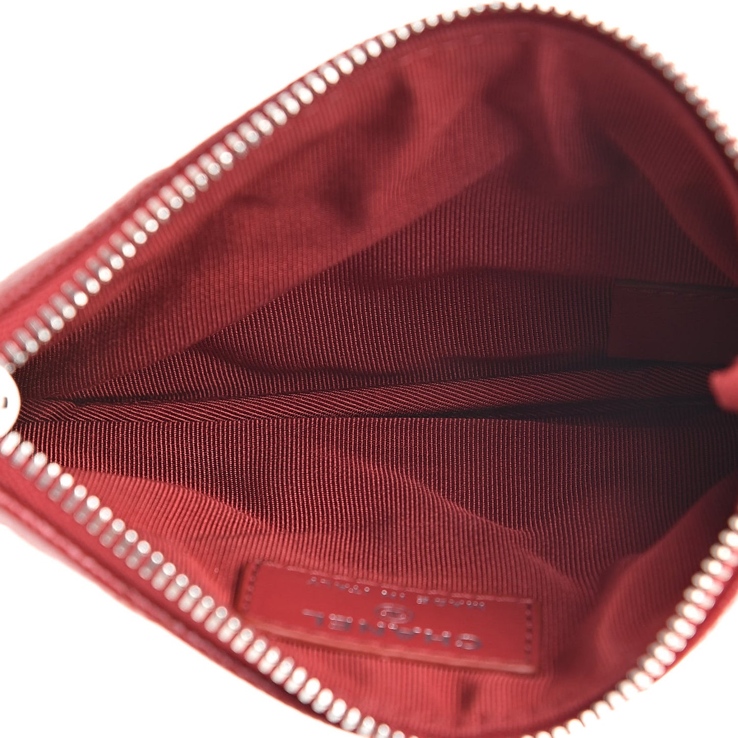 Caviar Quilted Small Cosmetic Case Dark Red
