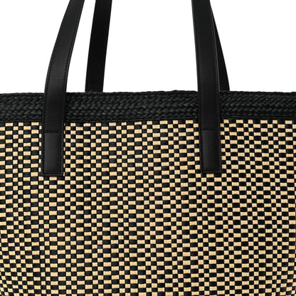 Saint Laurent Raffia Calfskin Medium Panier Tote Black Naturale 8 of 12