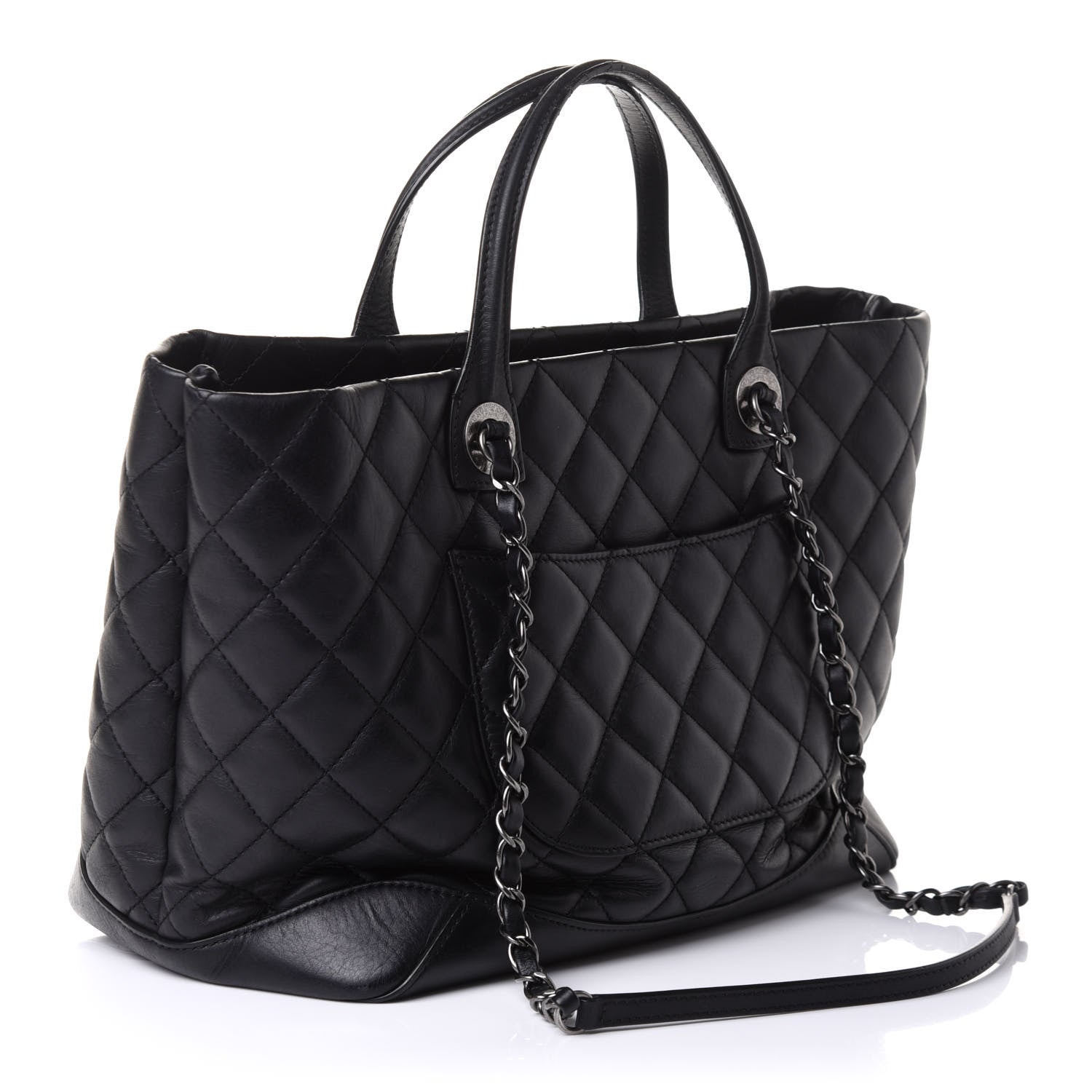 Chanel Calfskin Quilted Small Easy Shopping Tote Black 3 of 11