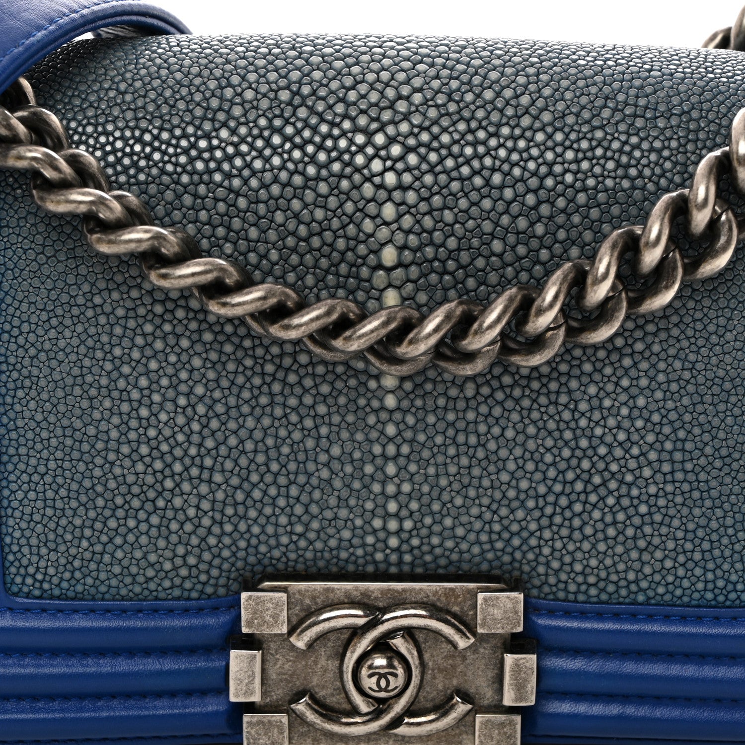 Chanel Galuchat Stingray Small Boy Flap Blue 8 of 11