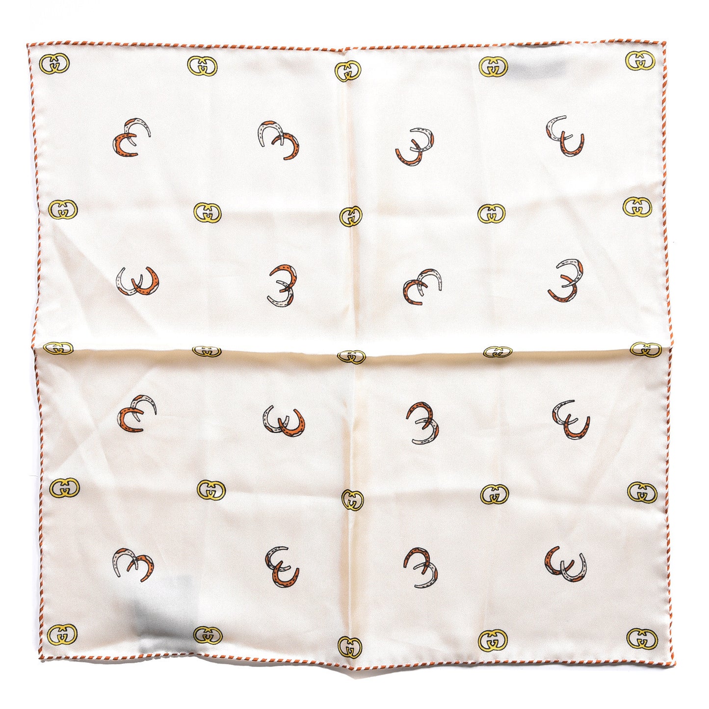 Silk Twill Poket Logos Pocket Square Ivory