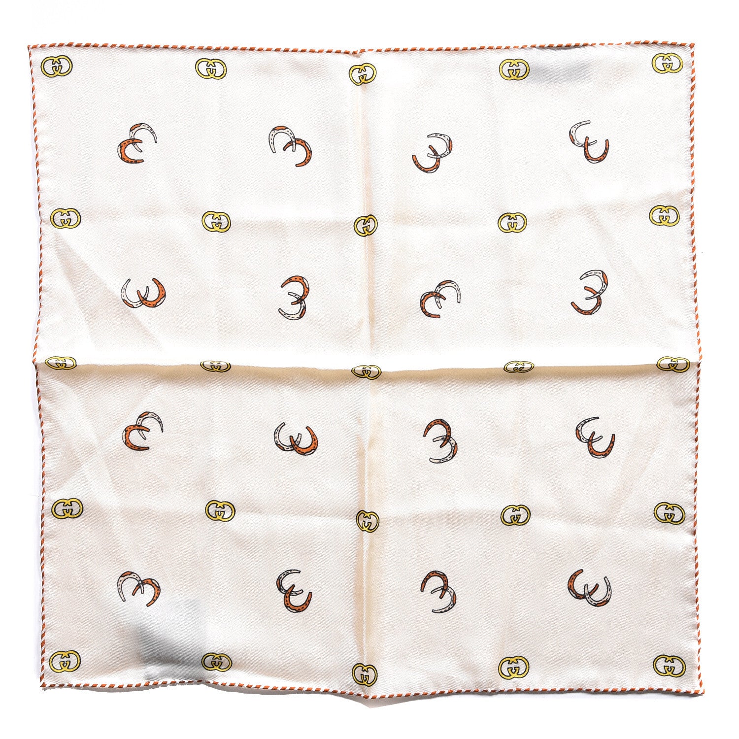 Gucci Silk Twill Poket Logos Pocket Square Ivory 1 of 4