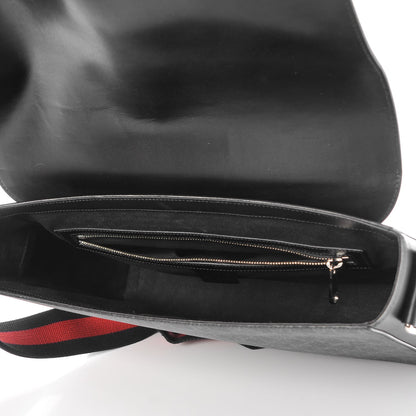 Gucci GG Supreme Monogram Web Flap Messenger Bag Black Grey 5 of 10